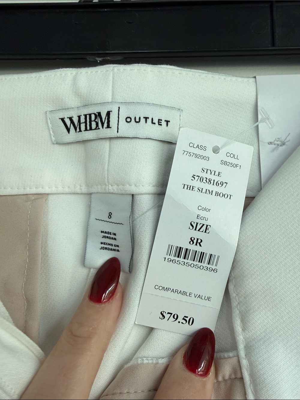 White House Black Market White Tailored Straight-Leg Trousers, Size 8 - Picture 2 of 4
